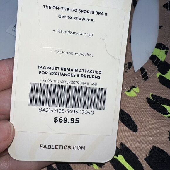 Fabletics Women's On-The-Go Leopard Print Sports Bra Brown/Green NWT Med - Picture 2 of 5